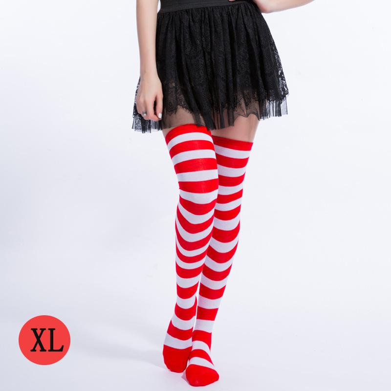 Wide Red And White Stockings Thigh Socks Knee Socks Japanese Anime Cosplay Socks Lengthened XL